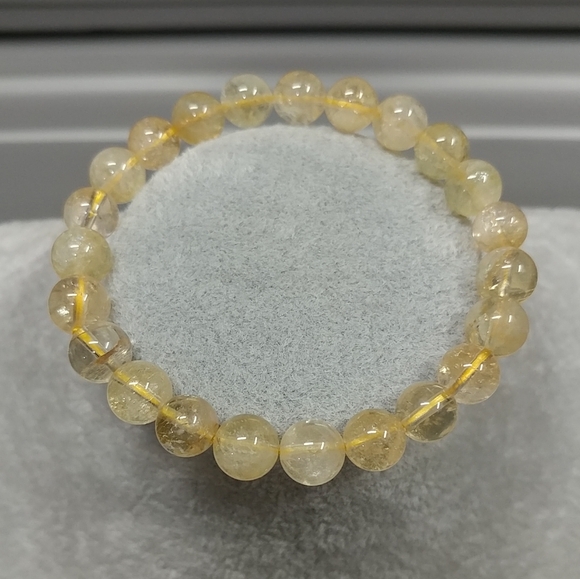 Citrine Beaded Stretch Bracelet Natural Gemstone 9mm Bead Yellow Citrine Crystal - Picture 3 of 13